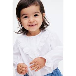 H&M Flounce Detail Cotton Blouse - White
