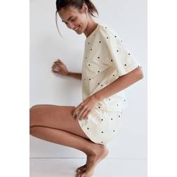 H&M Pyjamas Med Tryck - Crèmevit/Hjärtan