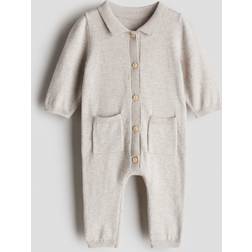H&M Stickad Romper I Bomull - Ljus Mullvad