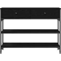 vidaXL Sort Eg 100 x 25 x 75 cm Ingeniørtræ & Stål Konsolbord 100x25cm