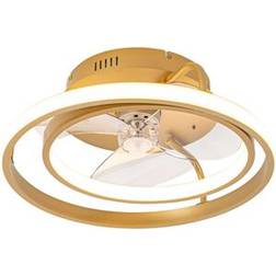 QAZQA Takfläkt Guld 46.5 cm LED Fjärrkontroll