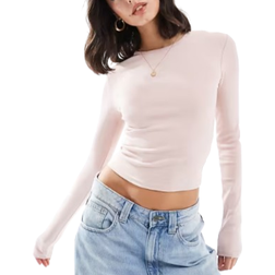 Bershka Long Sleeve Baby Tee - Dusty Pink