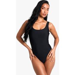 boohoo Womens Square Neck Tummy Control Swimsuit - Black