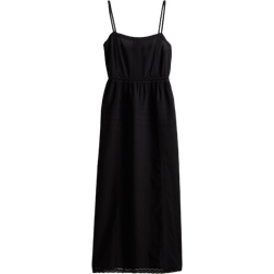 H&M Dame Sort Bomullskjole med innfelt blonde