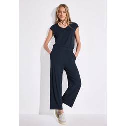 Street One Frauen Wide Leg Jersey-Jumpsuit - Blau
