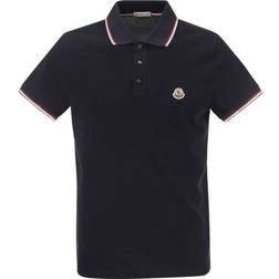 Moncler Collection Tricolor-Trimmed Cotton Piquet Polo Shirt - Blue