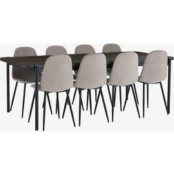 Ellos Matgrupp Gilda Med Bord 220 x 106 cm 8 Stolar Beige Bordsgrupp 106x220cm 9st