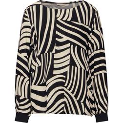 Street One Rundhalsbluse Mit Print - Beige/Schwarz