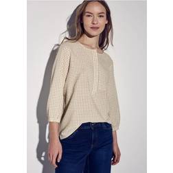 Street One Karierte Seersucker Bluse - Beige