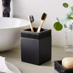 Dunelm Sparkle Black Square Toothbrush Holder