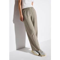 Street One Frauen Wide Leg Musselin Hose - Beige