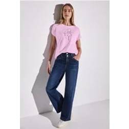 Street One Frauen T-Shirt mit Folien Wording - Rosa