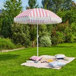 Dunelm 2m Striped Parasol With Fringe - Coral