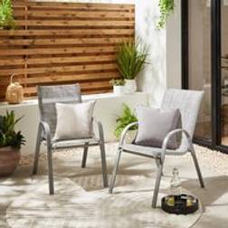 Dunelm Set of 2 Textilene Stacking Chairs - Grey