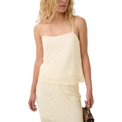 Gestuz Gzglira Top Polyester Gul Paljett Topp - Beige