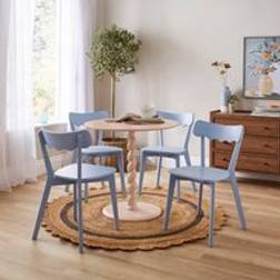 Dunelm Fifi 4 Seater Round Table Pine Wood Apricot Dining Set