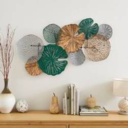 Dunelm Nouveau Lotus Indoor Outdoor Metal Art Green Wall Decor