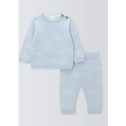 John Lewis Baby Elephant Jacquard Jumper and Leggings Set - Blue