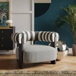 Dunelm Fallon Woven Stripe Bolster Accent Monochrome Lounge Chair