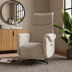 Dunelm Silas Fabric Recline Swivel Chair Natural Armchair