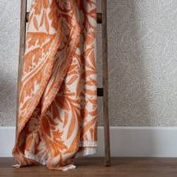 William Morris Acorn Tonal Throw Blanket 130cm x 170cm - Brick Blankets Orange