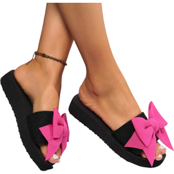 Shein Womens Polka Dot Bowknot Flats Slides Effortless SlipOn UltraComfortable Soft SoleSecure BeachReady NonSlip Platform Sandals