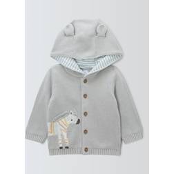 John Lewis Baby Cotton Zebra Hooded Cardigan - Multi