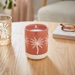 Dunelm Golden Sand Palm Tree Pink Candle