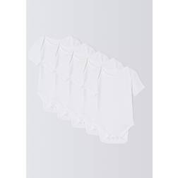John Lewis Baby Cotton Short Sleeve Rib Bodysuits - White