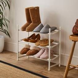 Dunelm 3 Tier White Extendable Shoe Rack