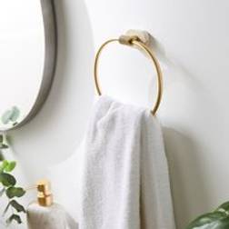 Dunelm Minimal Luxe Gold Marble Effect Towel Ring
