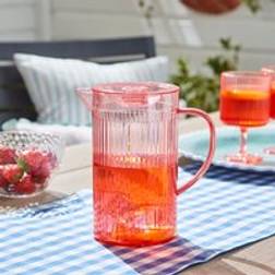 Dunelm Ribbed Acrylic Jug - Pink Pitcher
