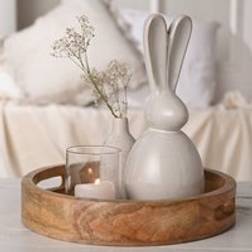 Eggs-traordinary Gift Co Grey Ceramic Bunny 28 cm Grey Medium Easter Decoration