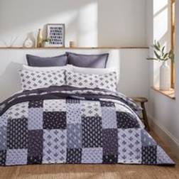 Dunelm Global Block Print - Bedspread Blue