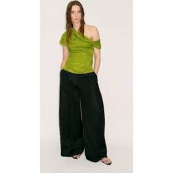 Mango Blus Med Bara Axlar Och Draperad Ringning - Satin