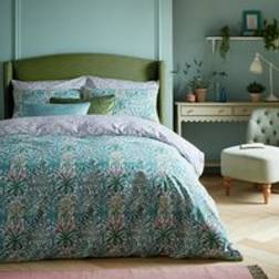 William Morris Woodland Weeds 100% Cotton and Pillowcase Set - Teal Duvet Cover Turquoise