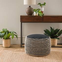 Dunelm Jersey Bobble Round Black Pouffe