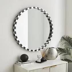 Dunelm Monochrome Mosaic Edge Round Black/White Wall Mirror
