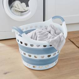 Dunelm Collapsible Round Laundry Basket Ashley Blue