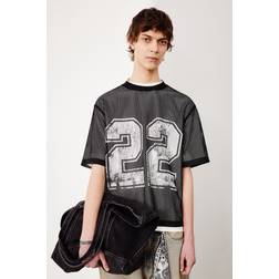H&M T-shirt I Mesh Med Tryck Oversized Fit - Svart