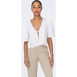 Only JdyAlice S/S Tie Top - Hvid