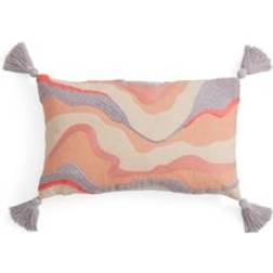 Dunelm Embroidered Marble Effect Rectangle Cushion with Tassels - Complete Decoration Pillows Pink