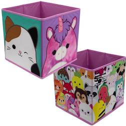 Character World Squishmallows Storage Cubes 2 Pack Foldable Kids Toys Compact Organiser Box Pink