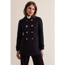 Phase Eight Petite Wool Blend Pea Coat - Navy