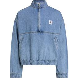 Calvin Klein Relaxed Denim Half Zip Jacket - Denim