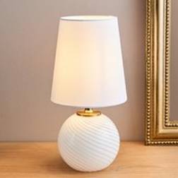 Dunelm Candy Stripe Ribbed Glass - White Table Lamp