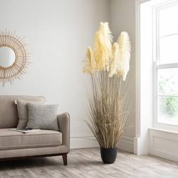 Dunelm Cream Pampas Grass in Black Pot Artificial Plant