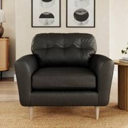 Dunelm Sven Vintage Leather Snuggle Black Lounge Chair