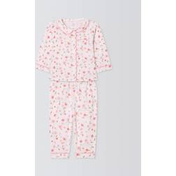 John Lewis Baby Cotton Floral Print Scallop Pyjamas - White