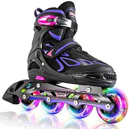 6pm 2PM Sports Vinal Regulables Iluminación Patines en Línea para Hijo y Adolescentes con Luz XL 42-44.5